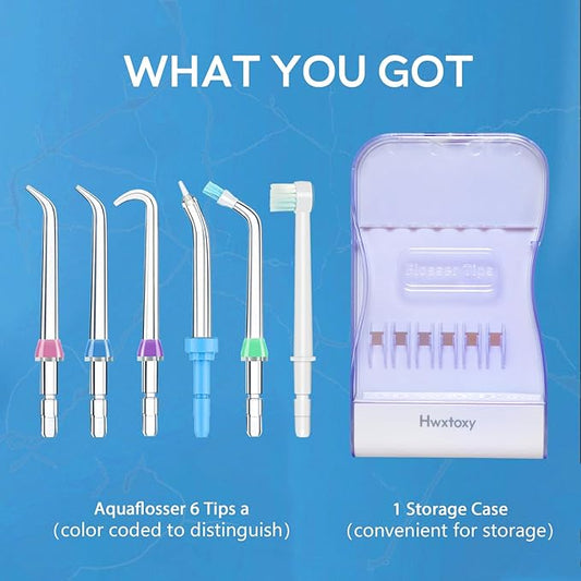 Replacement Tips for Waterpik Water Flosser Waterpik' Replacement Parts, Storage Case & AquaFlosser 6 Tips (Aquaflosser 6 Tips-A)