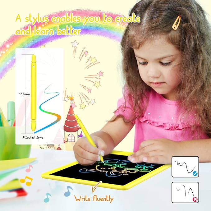 LCD Writing Tablet Doodle Board,10.5 inch Colorful Drawing Pad,Electronic Drawing Tablet, Drawing Pads,Travel Gifts for Kids Ages 3 4 5 6 7 8 Year Old Girls Boys (Yellow)