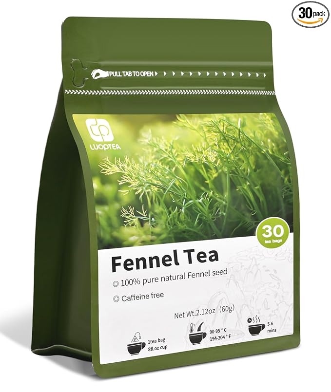 luoptea Fennel tea bags ，Premium Whole Fennel Seeds,100% Natural Material tea bags. Handmade Herbal Tea, Eco-Friendly.No Suger，No Caffeine，vegan(30bags)