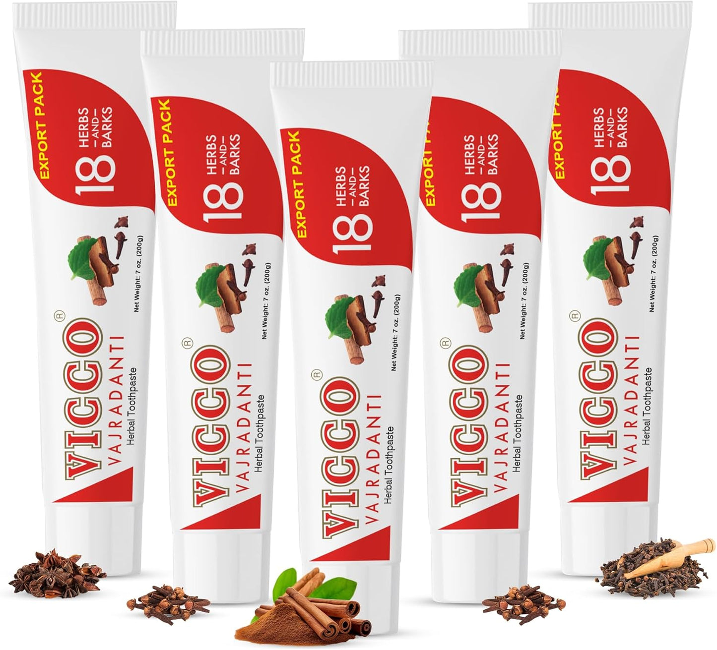 Vicco Vajradanti Ayurvedic Herbal Toothpaste by Vicco – 70 Year Legacy of Ayurveda, with 18 Ayurvedic Herbs & Barks, 100% Natural, Vegan, Fluoride-Free & Cruelty-Free – 3.53 oz (5 Pack)