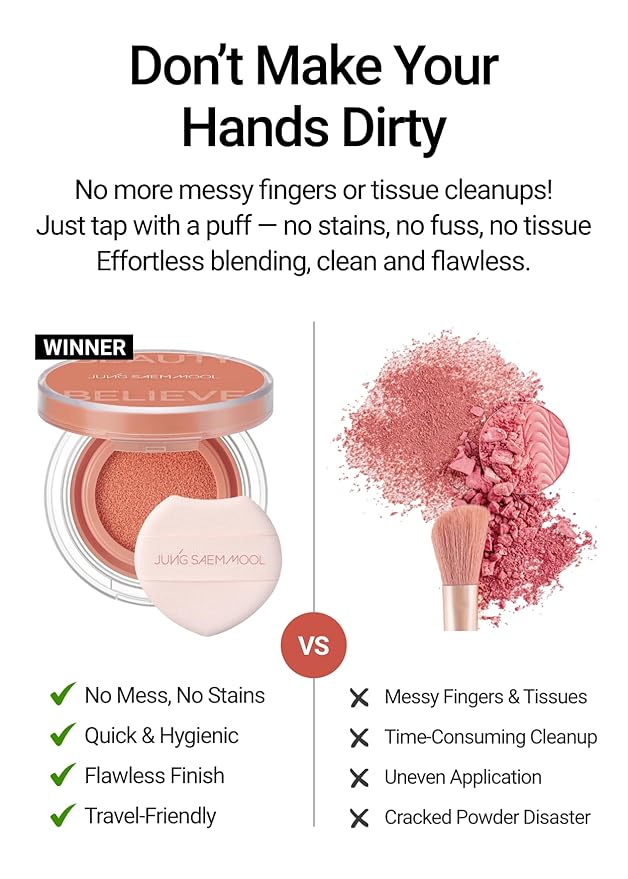JUNGSAEMMOOL Artist Cushion Blush (Peach Nectar) | Easy to Blend, Lightweight, Hydrating Korean Makeup Cushion Blush for Dewy & Glowing Cheeks
