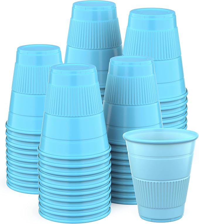 Disposable Cups | 50 Pack | 5 oz Plastic Multicolor Bathroom Party Dental Cups, Perfect for Medicine, Water, Mouthwash, Rinsing