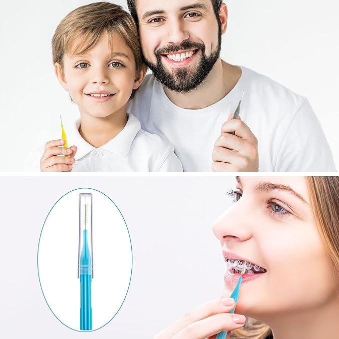 Patelai 100 Pieces Braces Brush for Cleaner Interdental Brush Toothpick Dental Flossing Head Oral Hygiene Flosser Tooth Cleaning Tool (Stylish Colors)