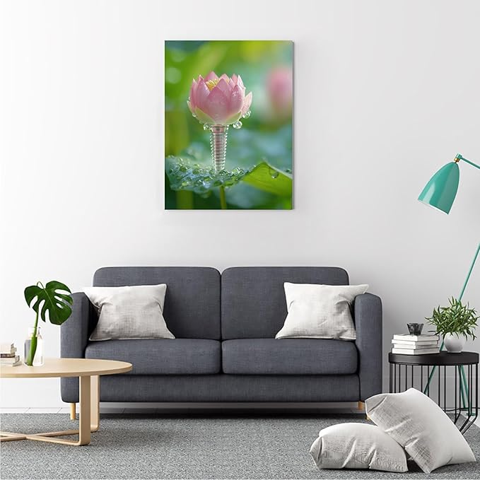 SchindlerBang Medical Office Wall Art,Floral Dental Implant Canvas,Modern Clinic Decor,Elegant Professional Display,16x20inch Framed Print Ready to Hang