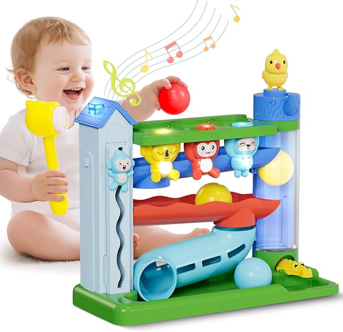 Hammer Toddler Musical Toys, Light-Up Baby Musical Toy for 1-2 Year Old Boys & Girls,STEM Educational Toy with English & Spanish, for Ages 6-9,9-12,12-18,18-24+ Months
