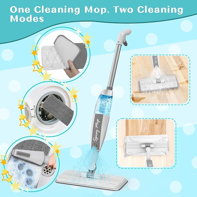 Toddler Mop That Works - Kids Spray Mop - Toddler-Size Cleaning Toy Set Small Sweeper, Detachable Mini Mop for Kids, Interactive Pretend Play Montessori Toys Gift for Toddlers Boys Girls