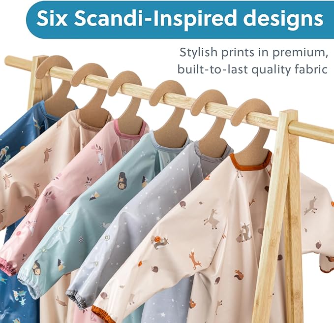 BIBaDO Mess Proof Baby Bib, 2 Pack Long Sleeve Bib, 6 month - 3 Years, Waterproof Bibs for Toddlers, Machine Washable