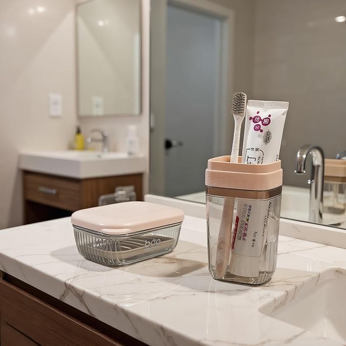 Large Toothbrush Travel Case and Travel Soap Case, Toothpaste Squeezer Portable Toothbrush Holder for Travel, Vacation, Camping, Gym, Business Trips, Hostel, School Dorm