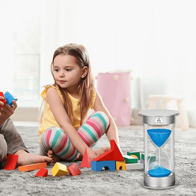 SuLiao Hourglass Sand Timer 45 Minute, Plastic Blue Sand Clock 45 Min, Large Hour Glass Sandglass Timer for Classroom, Kitchen, Games, Home, Office Decor