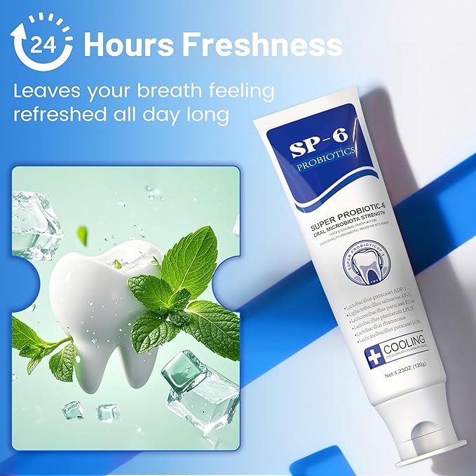 SP-6 Toothpaste Set, 6 Probiotics for Whitening & Cooling Fresh Breath, and 7- Pro Intense Whitening, Fluoride-Free, Safe for Enamel, Deep Brigthtening & Freshness 3 in1 Set