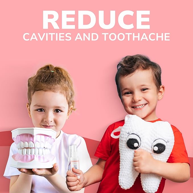 Abera Anti-Caries Kids Oral Spray, Fluoride Free Toddler Toothpaste Helper for Cavity Repair and Fresh Breath, 360 Degree Rotating Spout Easy to Use for Newborn to Preschooler, 1.35 fl Oz, Pack of 2