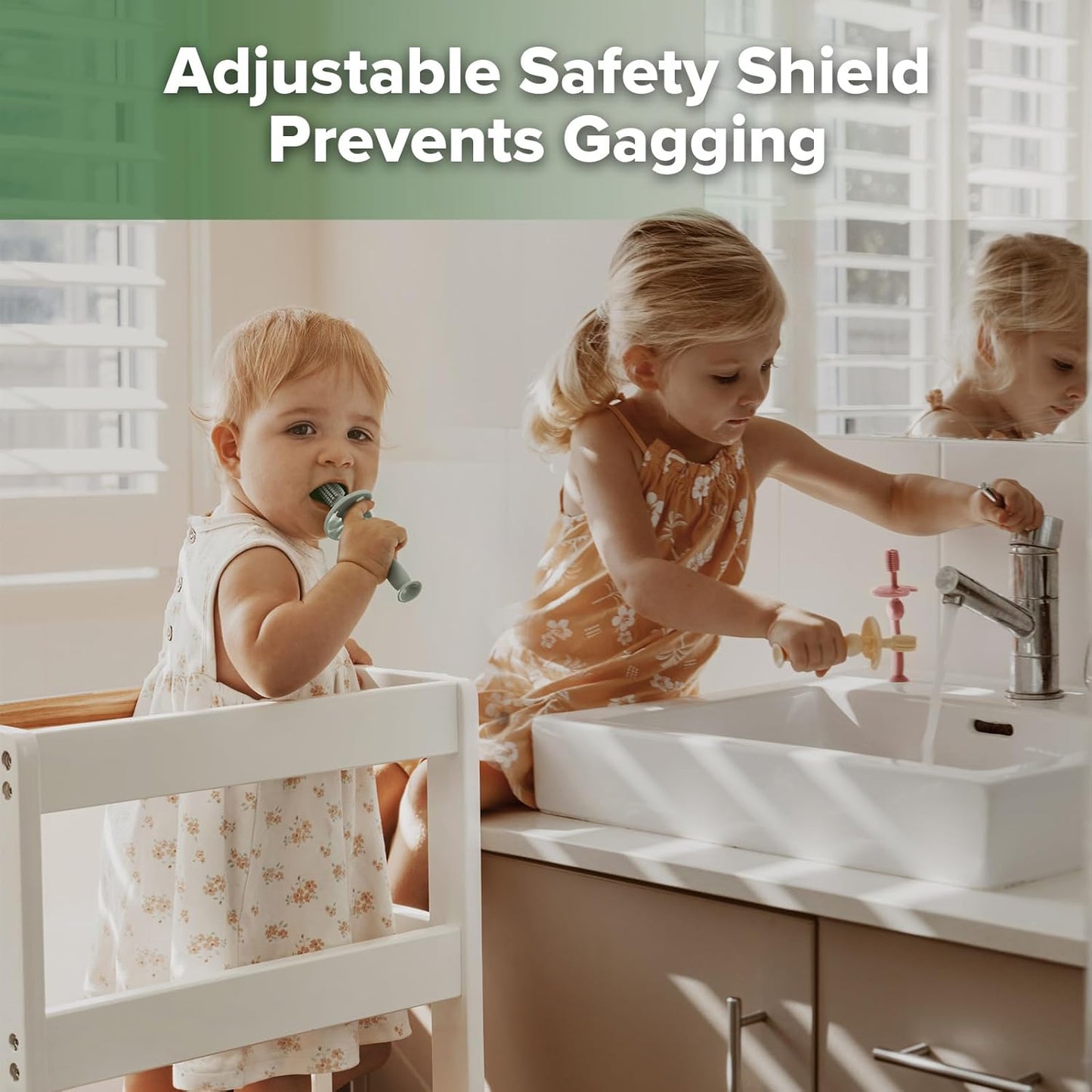 haakaa Infant Toothbrush, Easy to Hold 360° Baby Toothbrush, Train 6month+ Infants Babies and Toddlers for Oral Hygiene, Teether Effect for Sore Gums, 1pc (Cream)