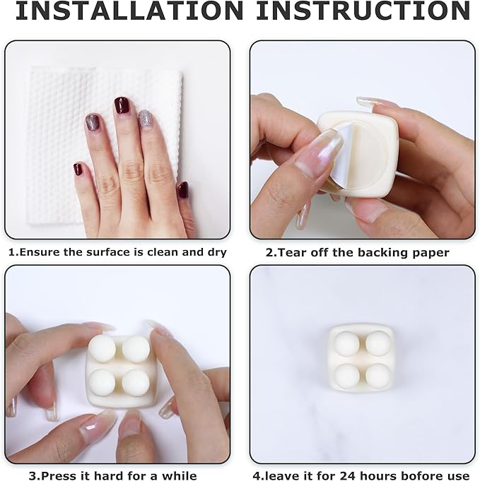 Silicone Toothbrush Holder Multi-Function Hook Waterproof self Adhesive Single Toothbrush Hook Plug Holder for Wall for Hanging Bathroom Kitchen Living Room Office (Square-Cream)