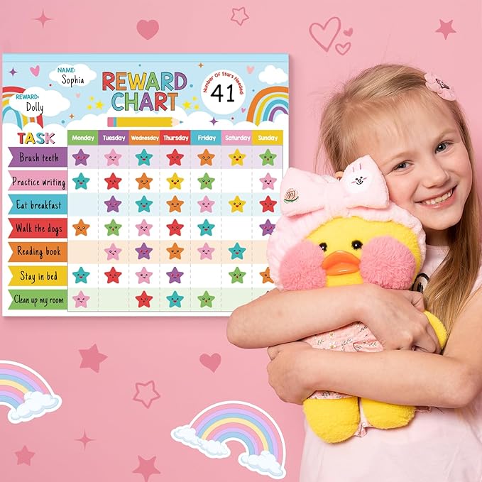 Reward Chart for Kids,Magnetic Behavior Chore Chart for Kids at Home,26 Rainbow Blue Chore Charts,1960 Star Stickers,56 Reward Stickers,Incentive Chore Chart to Develop Responsibility and Good Habits
