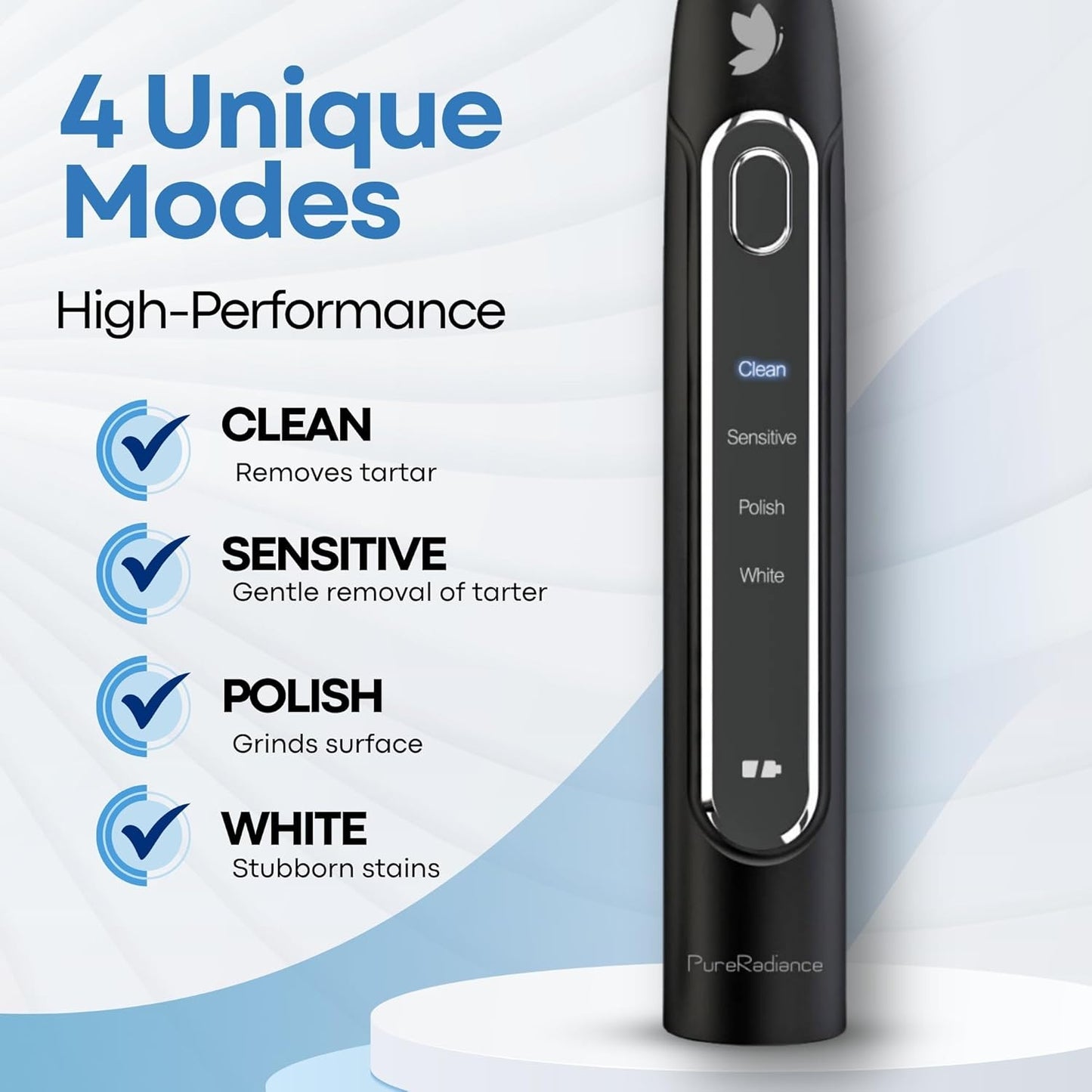 LED Whitening Electric Toothbrush – Waterproof, Sonic Brush with 6 LED Lights for Whitening, Soft Bristles, Rechargeable, Travel Case Included – Ideal Electric Toothbrush for Adults