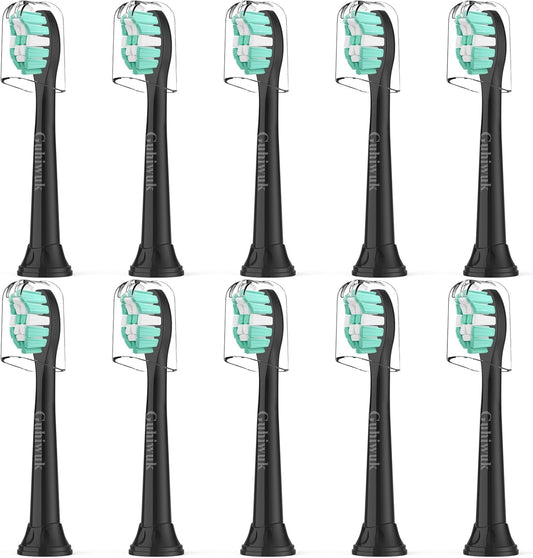 Toothbrush Heads for Philips Sonicare Replacement Heads, C2 Brush Head Compatible with Phillips Sonicare Click-on 4100 5100 6100 Electric Toothbrush, 10 Pack, Black