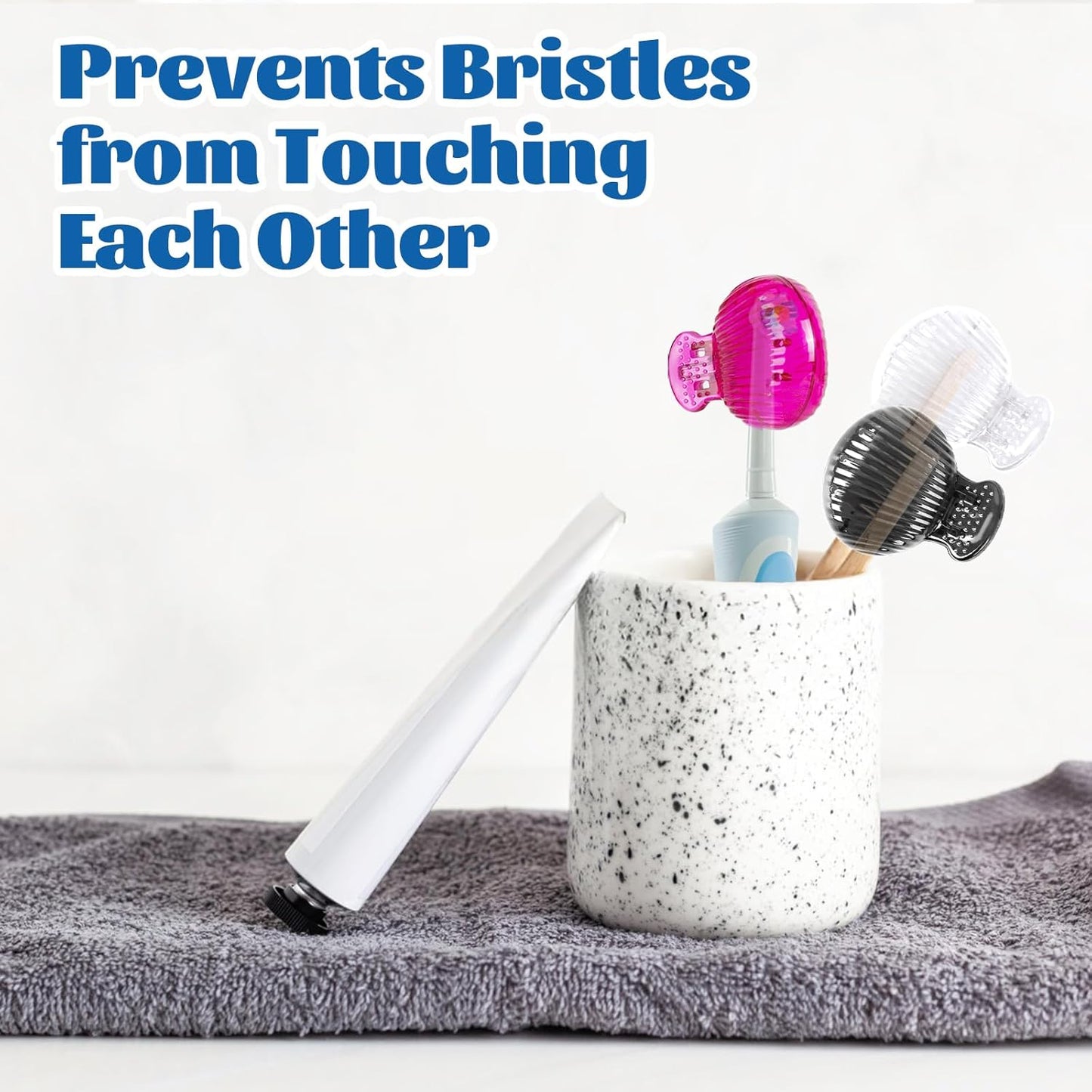 UCEC 6 Pack Toothbrush Covers - Protector Head Caps with Plastic Clip for Travel, Camping, Bathroom, School, Business