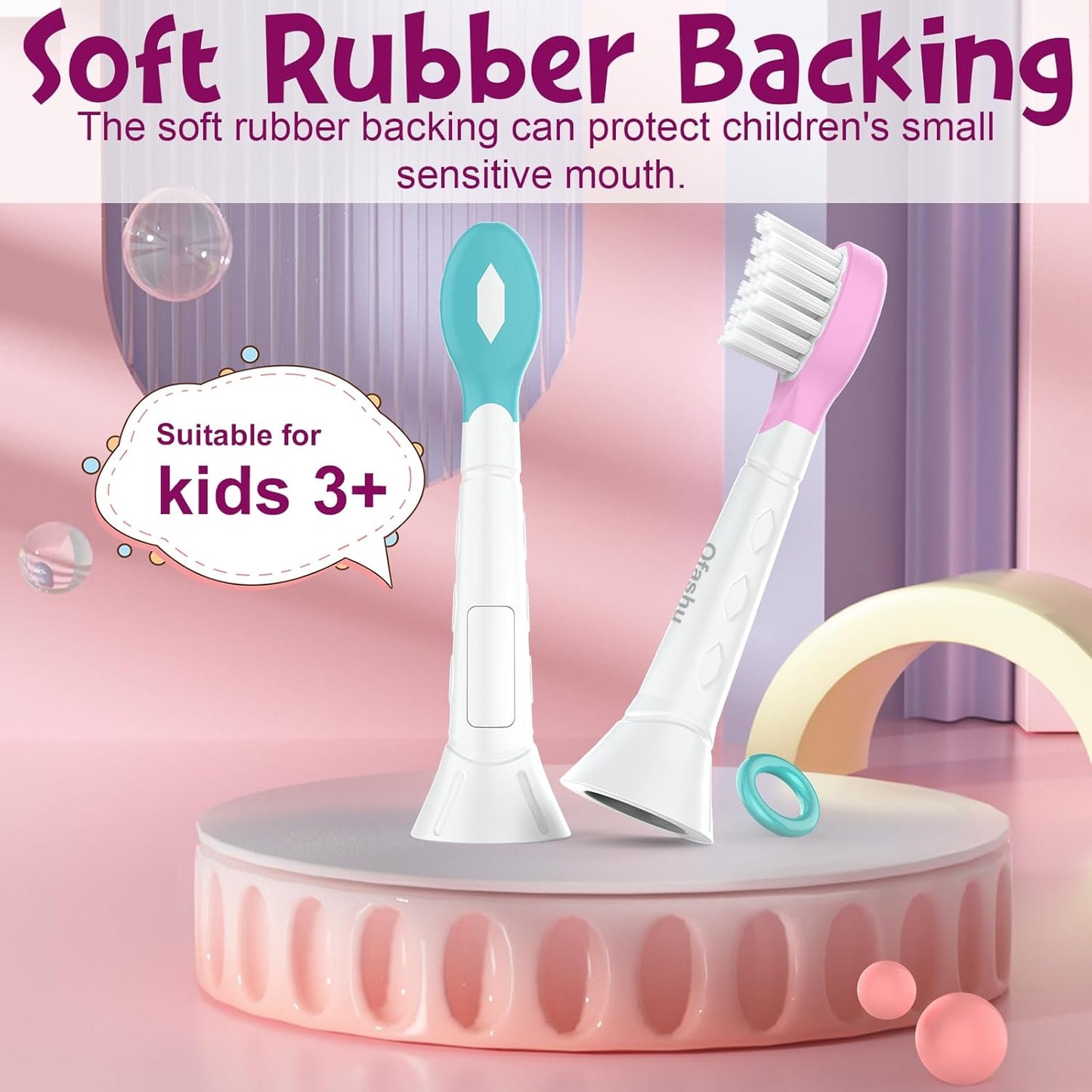 Kids Toothbrush Heads for Sonicare: Sonic Electric Replacement Brush Compatible with Phillips 6032/94 6321 6340 6042 6320 Mini Compact Head for Child 3-7, Pink Girl Green Boy 4 Pack