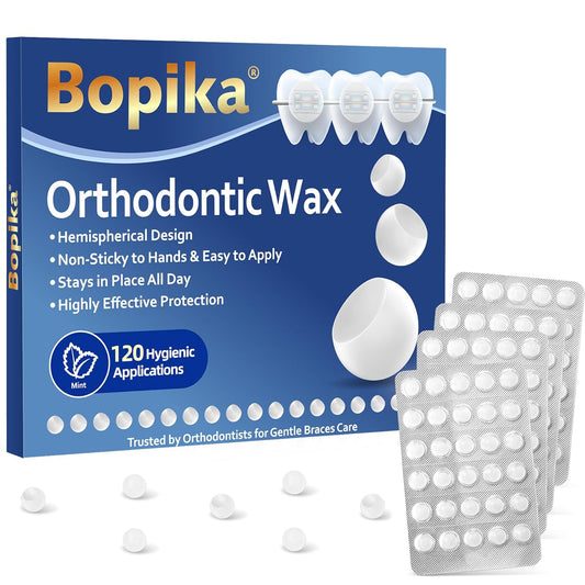 Bopika Orthodontic Wax for Braces Wax Dots 120 Individually Wrapped, Mint Flavored Dental Wax for Comfort & Protection
