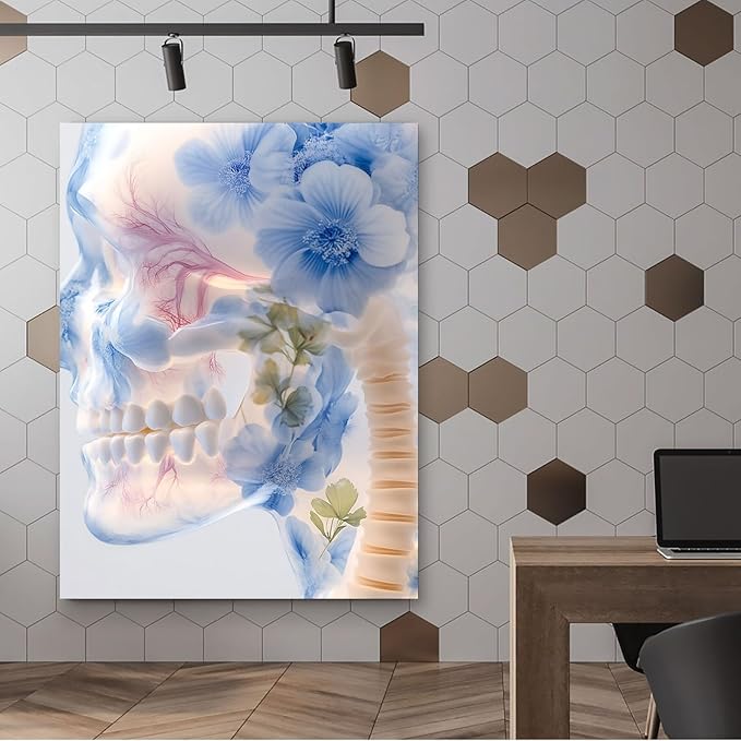 SchindlerBang Dentistry Graduation Gift,Blue-and-White Tooth Canvas,Sophisticated Decor for Graduates,Offices,or Reception Areas 12x16inch Ready to Hang