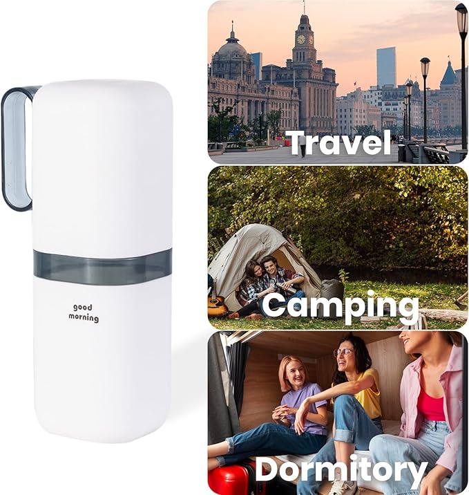 Toothbrush Travel Case,Toothbrush Holder and Rinse Cup with Handle Travel Toothbrush Cup,Multifunctional Toothbrush Covers,Large Capacit Travel Toothbrush Holder with Mouthwash Cup (Blue)