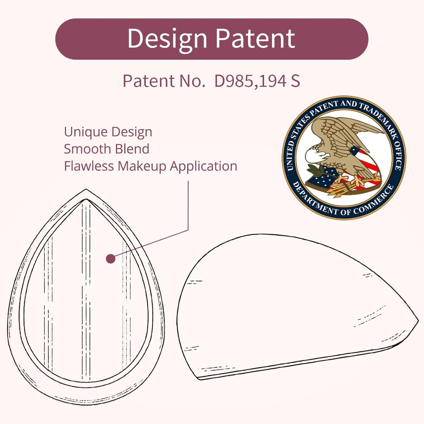 BEAKEY Flat Duo Makeup Sponge of 6, Super Soft 0 Latex Blending Sponge for Flawless Application - Liquid, Cream, Powder, Patented Design,Pink