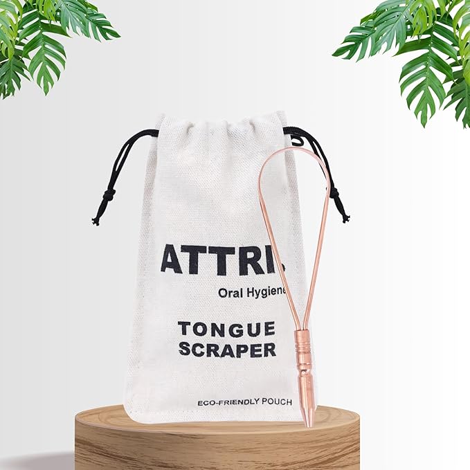 100% Pure Copper Single Handle Tongue Scraper Eco-Friendly Pouch for Adults and Kids - Durable Tongue cleaner Copper - Tough Scraper Oral Care & Hygiene-Unique design