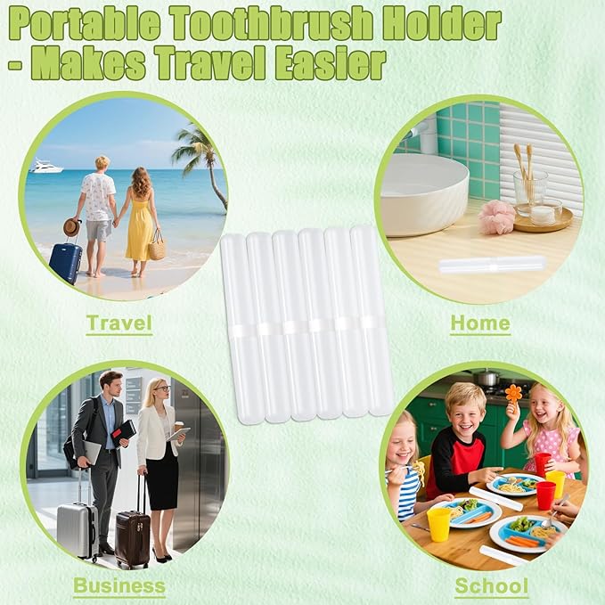 60 Pcs Travel Toothbrush Case, Portable Plastic Toothbrush Holders Bulk, Plastic Dust Proof Breathable Toothbrushes Case Holder for Travel, Business, Indoor, Outdoor, Camping, Bathroom(Clear)
