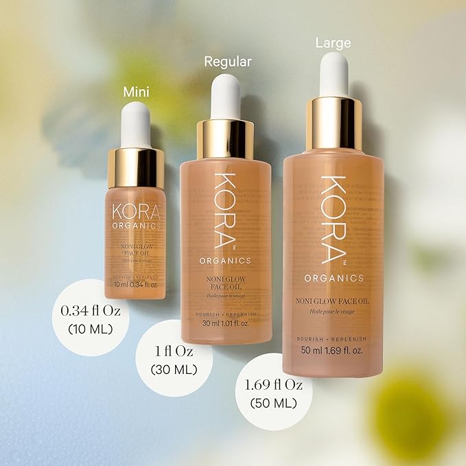 KORA Organics Noni Glow Hydrating Face Oil with Antioxidants, Nourish & Illuminate, Certified Organic, Cruelty Free, 0.34 fl oz