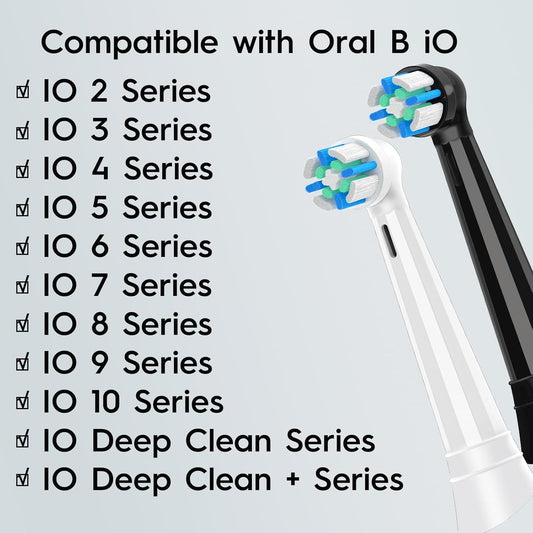 12 PCS IO Replacement Heads Compatible with Oral b IO 2/3/4/5/6/7/8/9/10 Series Electric Toothbrush, Brush Heads Refills Compatible with Oral B IO (Black)