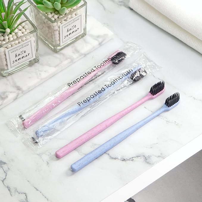 200Pcs Prepasted Disposable Toothbrushes Bulk Individually Wrapped Pre Pasted Soft Bristle Tooth Brush Set Travel Colorful Toothbrushes for Homeless Gift Hotel Camping Travel