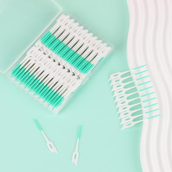 350Pcs Dental Floss Picks Soft Silicone Disposable interdental Brushes, Dental Picks Toothpick Brush for Cleaning Teeth Health