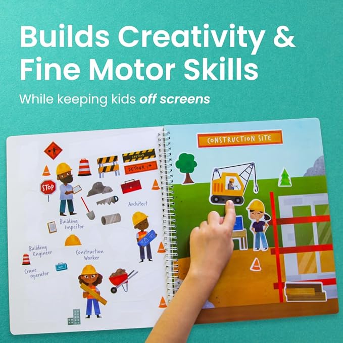 Sticker Book for Kids 2-4, 500+ Kid Stickers, When I Grow Up by Cupkin, 12 Coloring Pages, 12 Side by Side Scenes, Fun Toddler Travel Activity Coloring and Sticker Books for Kids Ages 4-8 + 8-10