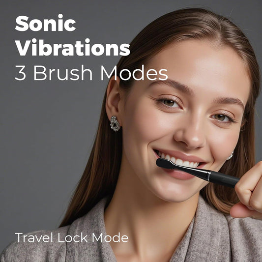 MIPOW Slim Pro i4 Electric Toothbrush Rechargeable Smart Ultra Sonic 3 Modes Magnetic Travel Case &Ceramic Dock, 60Day Long Battery Soft Bristles 2Heads IPX7 Waterproof,Color-(Black)