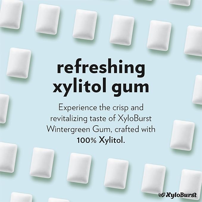 XyloBurst Gum | Xylitol Chewing Gum | Sugar Free, Gluten Free, Keto Friendly | Aspartame Free Gum For Oral Health | Wintergreen | 100-Count Jar