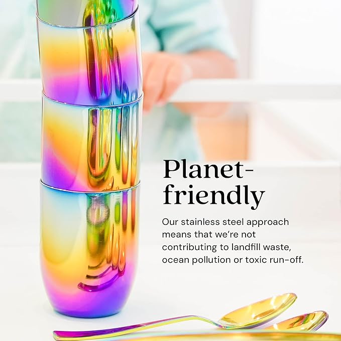 Ahimsa Stainless Steel Kids Cups, Pediatrician Designed, Colorful Toddler Cups for Open Cup Training, 8oz, 100% BPA Free & Dishwasher Safe, Rainbow, Set of 4