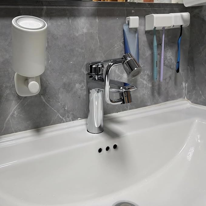 1080° Sink Faucet Aerator Extension Swivel Faucet Extender for Toddlers,2 Spray Modes Rotatable Bathroom Kitchen Faucet Extender for 25/32", 55/64",15/16" (Silver)