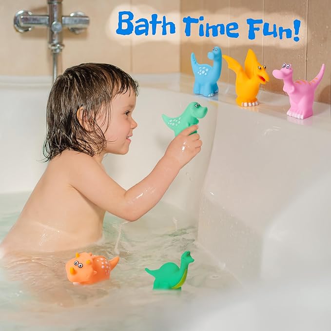 Bath Buddies Baby Bath Toys 6-12 Months, Infant Floating Dinosaur Bathtub Toys for Toddlers 1-3, Soft Bath Toys for Babies