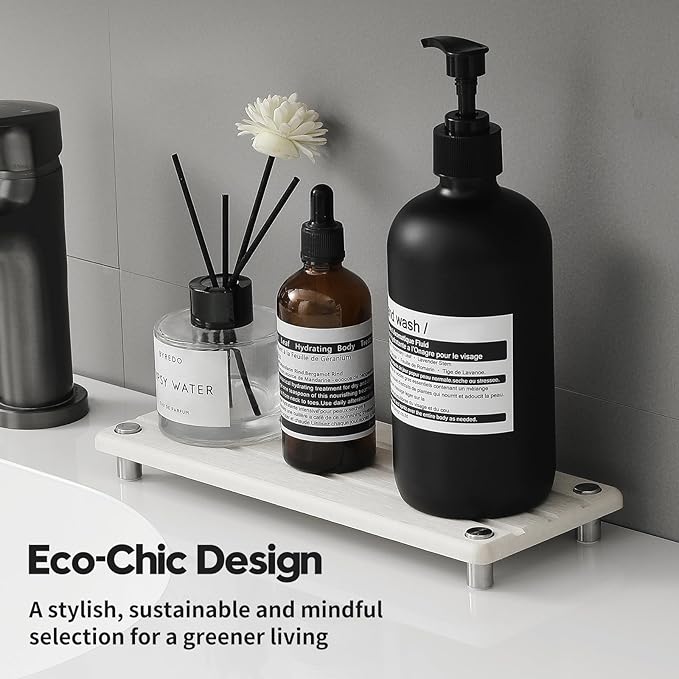 2 Pack Fast Drying Water Absorbing Diatomite Stone Mat Tray for Kitchen & Bathroom Counter - Instant Dry Sink Caddy Organizer - Vanity Holder for Soap and Sponge – Beige Gray 10" x 4"