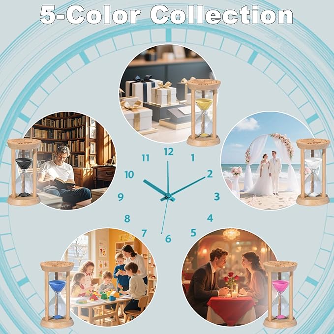 Wooden Sand Timers 1 Minute Hourglass,Stunning Glass Bamboo Mini Gold Sand Clock for Productivity, Meditation & Decor, 1 Min Small Reloj De Arena for Kitchen, Office, Classroom (Gold)