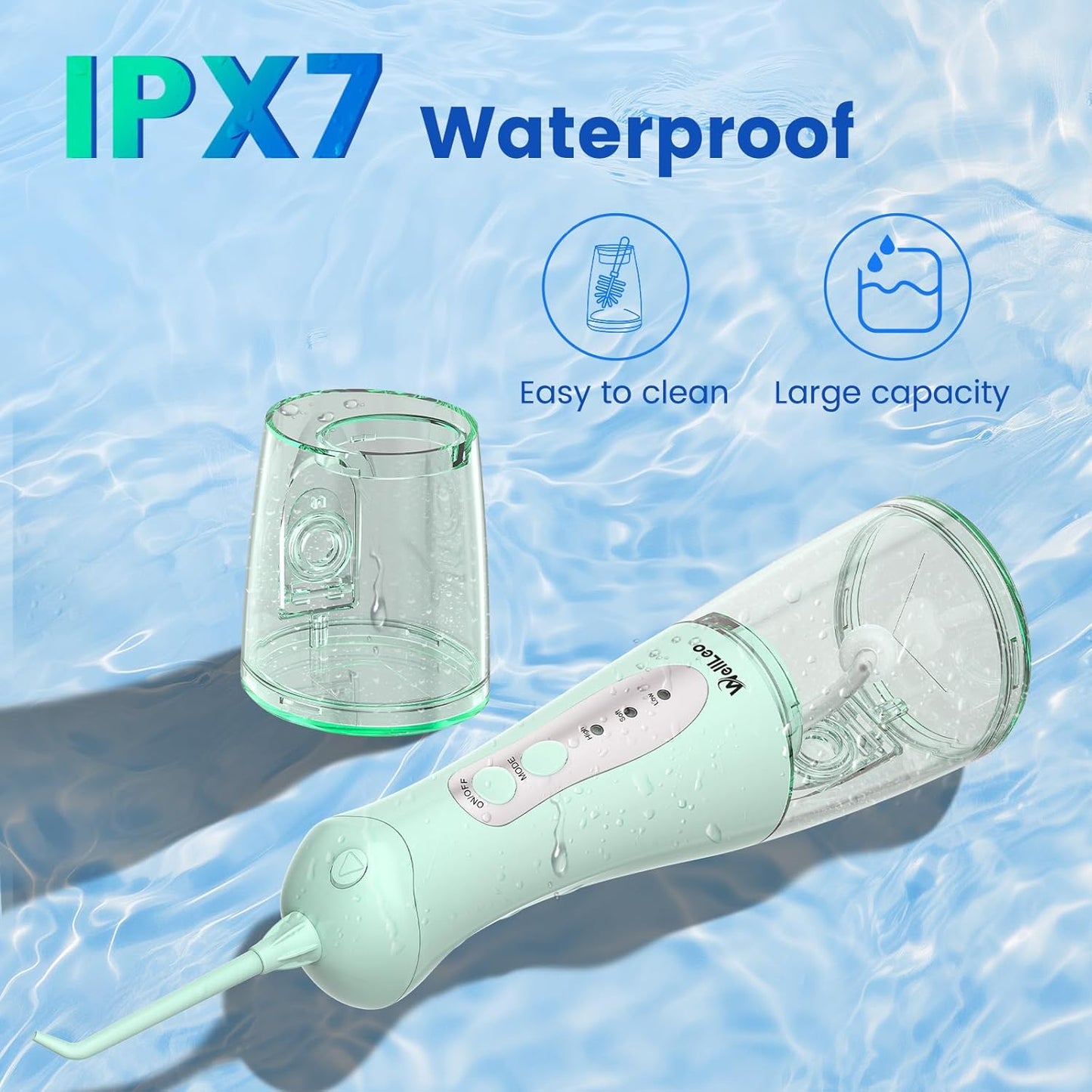 Water Flosser for Teeth, Portable Oral Irrigator Rechargeable Water Dental Flosser Pick with High Pressure 5 Jet Tips, IPX7 Travel Water Flossing for Brace Teeth Cleaner Gum Care