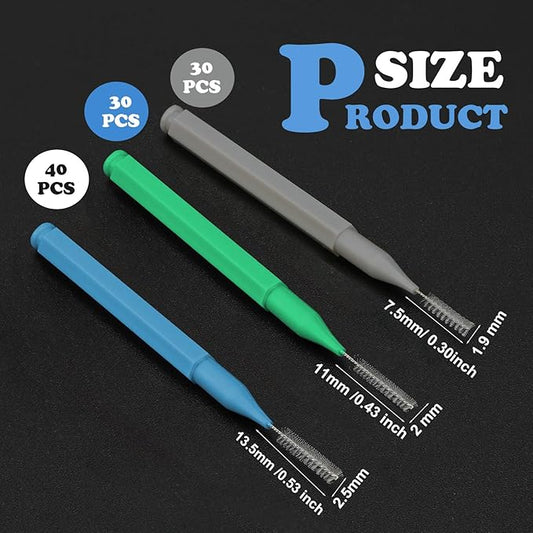 Patelai 100 Pieces Braces Brush for Cleaner Interdental Brush Toothpick Dental Tooth Flossing Head Oral Dental Hygiene Flosser Toothpick Cleaners Tooth Cleaning Tool(Blue, Grey, Green,Various Sizes)