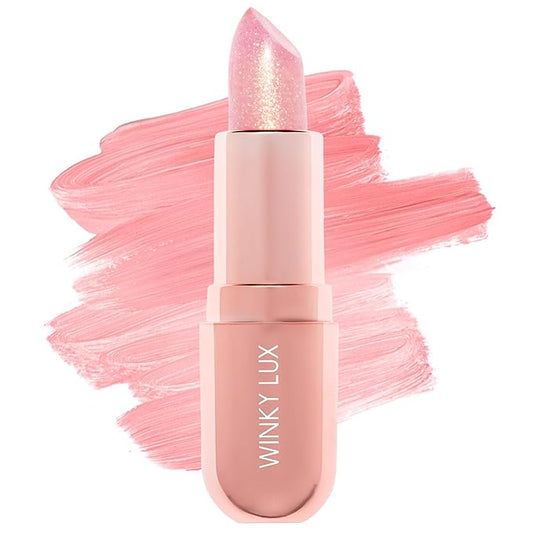 Winky Lux Rosé Glimmer Balm -Hydrating ph Lip Balm, Natural Pink Tint with pH Color Changing, Moisturize & Soften Lips While Leaving Sheer Pink Tint, with Vanilla Scent