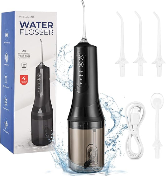 Water Dental Flosser Teeth Pick,Portable Cordless Oral Irrigator,260MLRechargeable Travel Irrigation Cleaner, IPX7 Waterproof,Electric Flossing for Teeth Cleaning