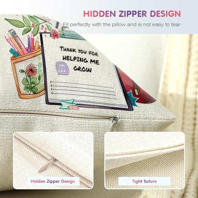 Cirzone Teacher Gifts for Women -18x18Inch Throw Pillow Cover Funny Best Teacher Gifts with Gift Box Perfect Birthday Teacher Thanksgiving Gifts for Home Sofa Decor