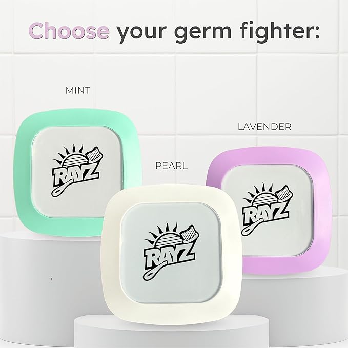 Rayz UV-C Toothbrush Sanitizer | Portable & Rechargeable | 99.9% Sanitization in 3 Minutes | Wall Mountable, Travel-Friendly & TSA-Approved (Pearl)