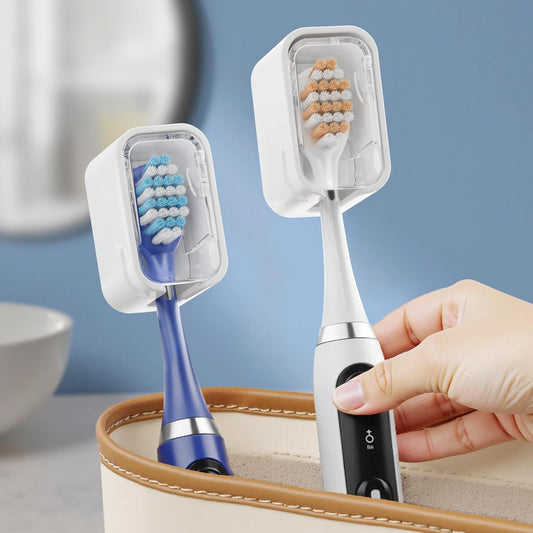 Travel Toothbrush Head Cover 2PCS, Electric Toothbrush Covers Caps, Ventilated Toothbrush Protectors Caps for Travel, Camping, Bathroom, Business, Clear