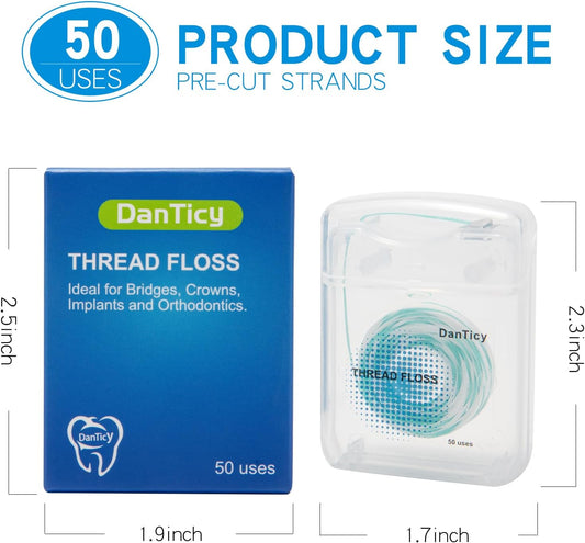 840D Fluffy Floss Threaders,Deep Clean Dental Floss for Braces, Bridges, and Implants,Super Floss, 50 Count, Pack of 1