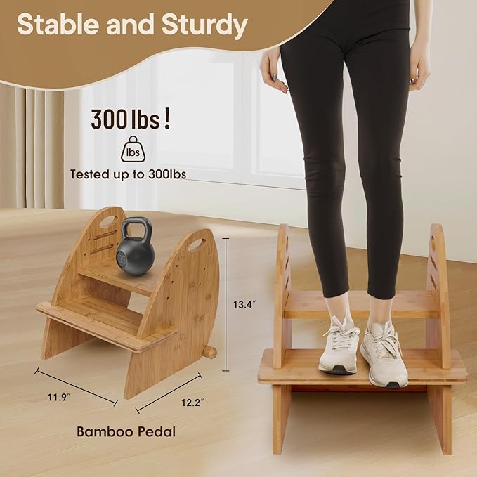 Wooden 2 Step Stool for Kids,Toddler Adjustable Triple Height Step Stool,Bamboo Bird-Shaped Design,300lbs Capacity,Ideal for Bathroom,Kitchen,Bedroom