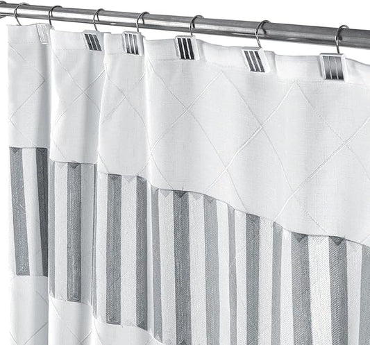 Creative Scents Quilted Mirror White Shower Curtain Hooks - Set of 12 Shower Curtain Rings Durable Sturdy Constructed - Decorative Smooth Gliding Shower Hooks for Shower Curtain